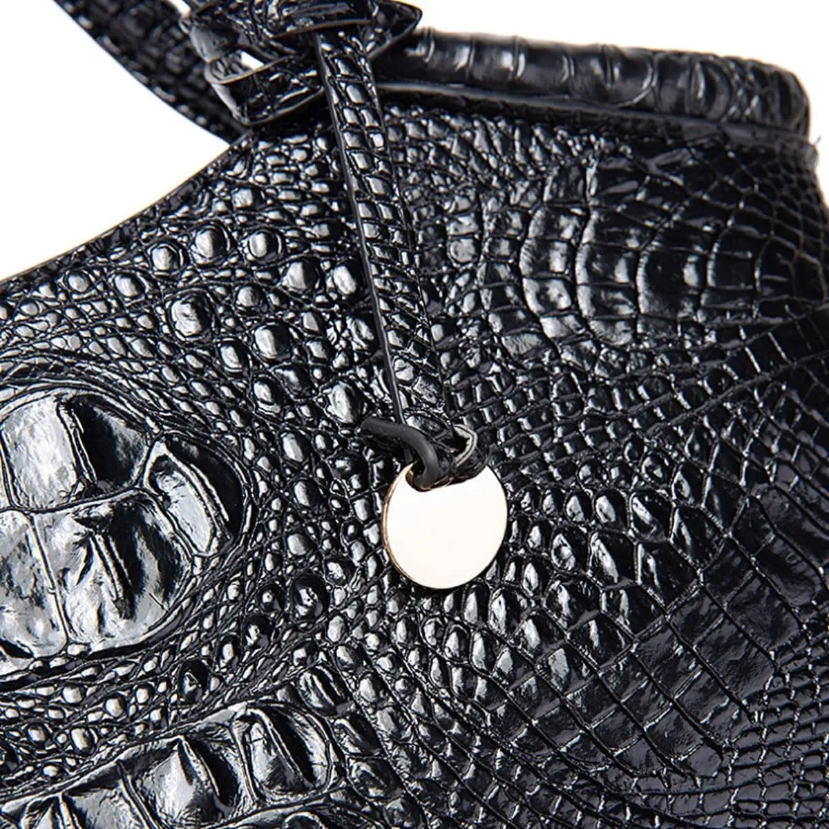 XXGJOALD-Satchel Bag Women’s Vegan Leather Purse Crocodile-Embossed Pattern with Top Handle Large Shoulder Bag Handbag