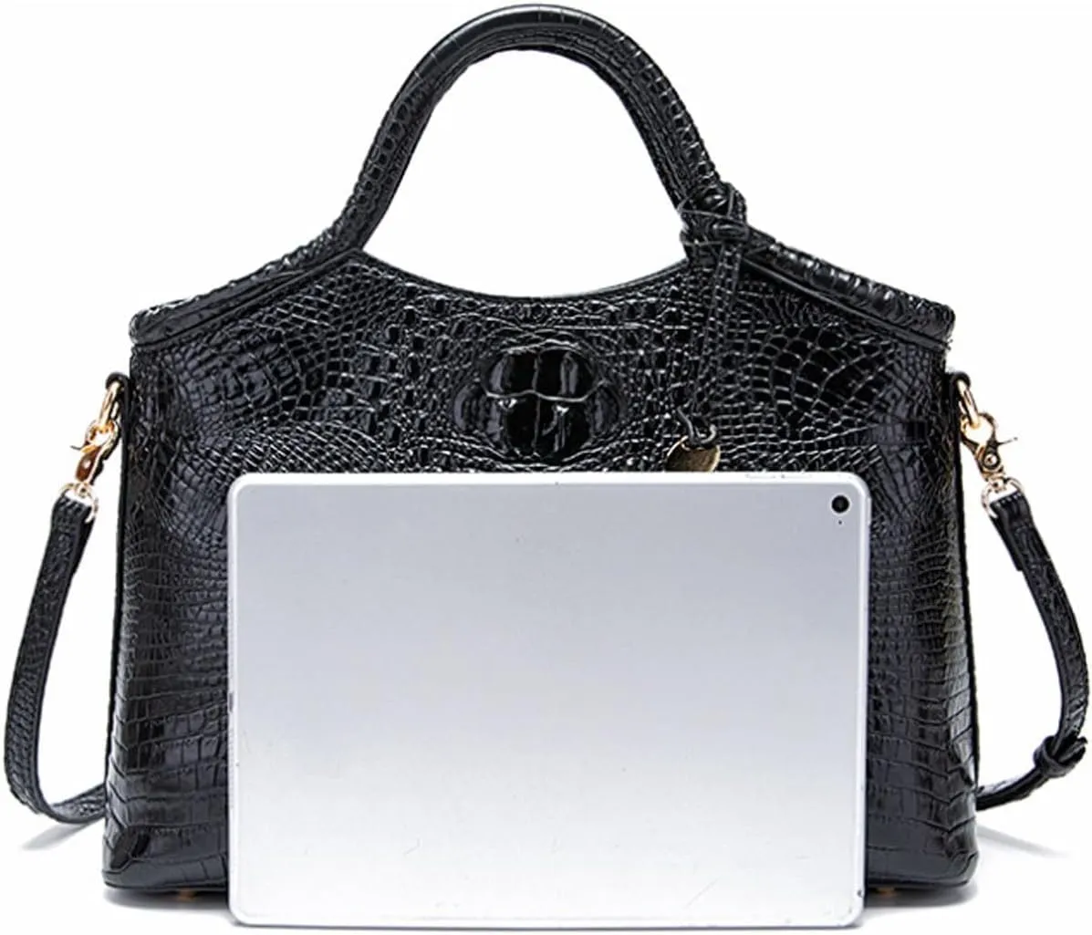 XXGJOALD-Satchel Bag Women’s Vegan Leather Purse Crocodile-Embossed Pattern with Top Handle Large Shoulder Bag Handbag