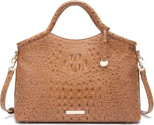 XXGJOALD-Satchel Bag Women’s Vegan Leather Purse Crocodile-Embossed Pattern with Top Handle Large Shoulder Bag Handbag