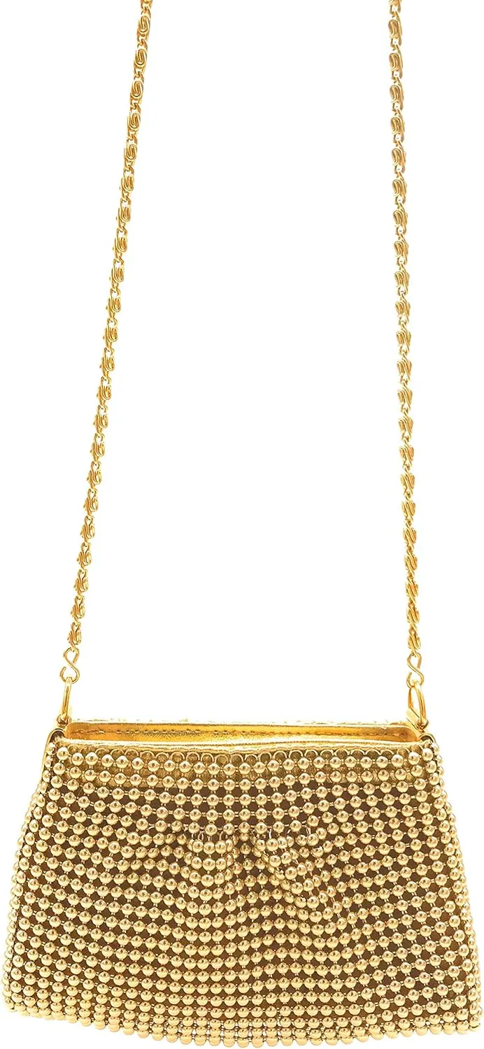 XXX-Small Women Clutch Metal Beaded Mesh Evening Purse