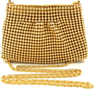 XXX-Small Women Clutch Metal Beaded Mesh Evening Purse