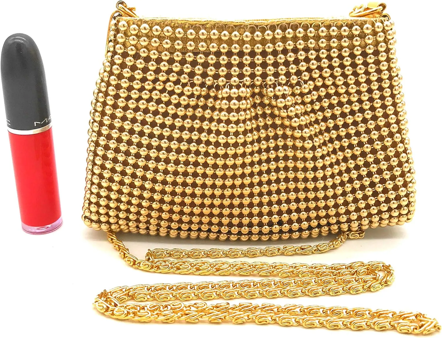 XXX-Small Women Clutch Metal Beaded Mesh Evening Purse