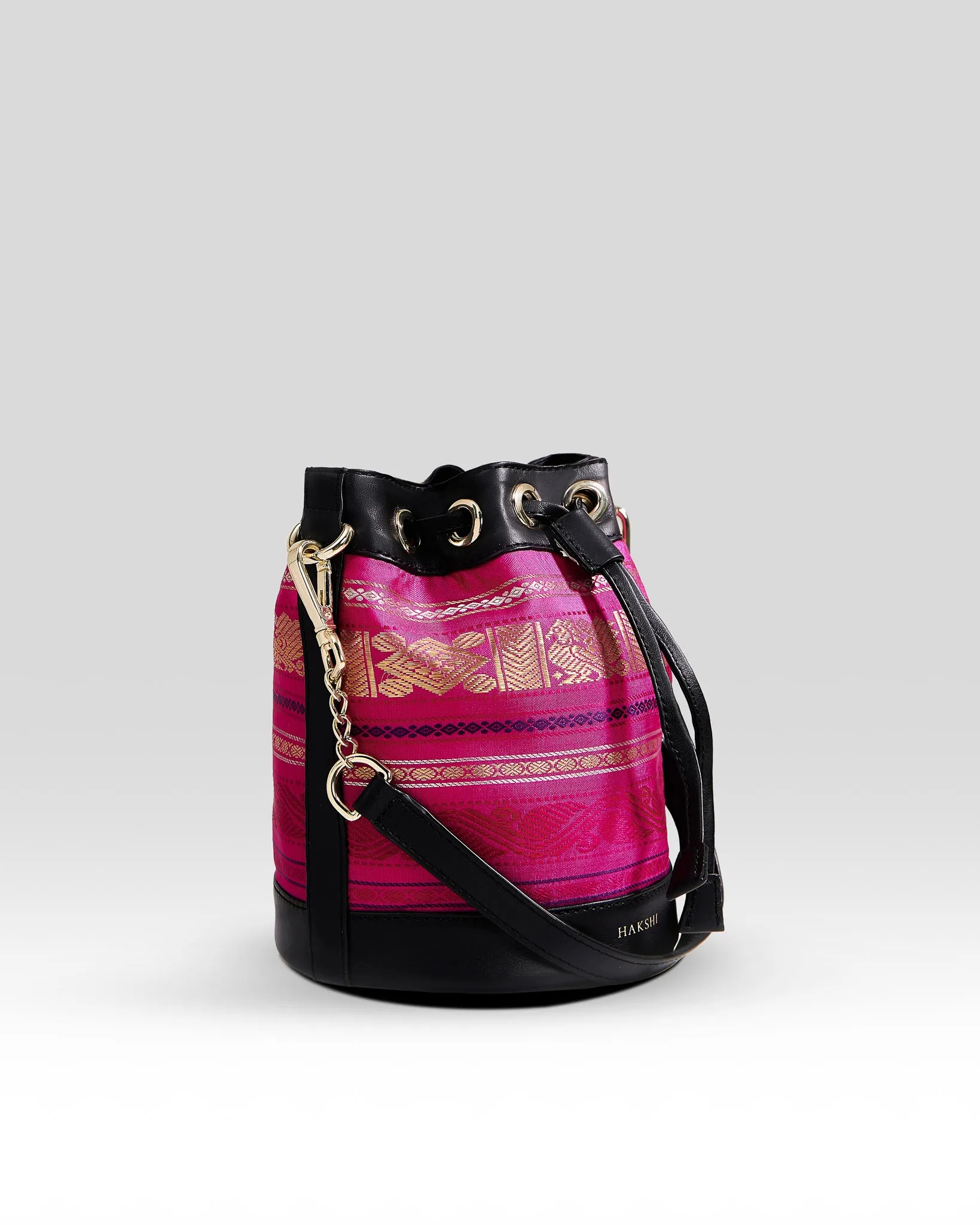 Yanay Kanchi Pure Zari Potli Bag Rani Pink & Black