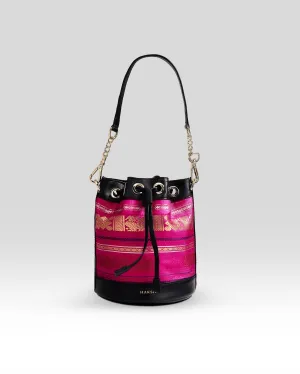 Yanay Kanchi Pure Zari Potli Bag Rani Pink & Black