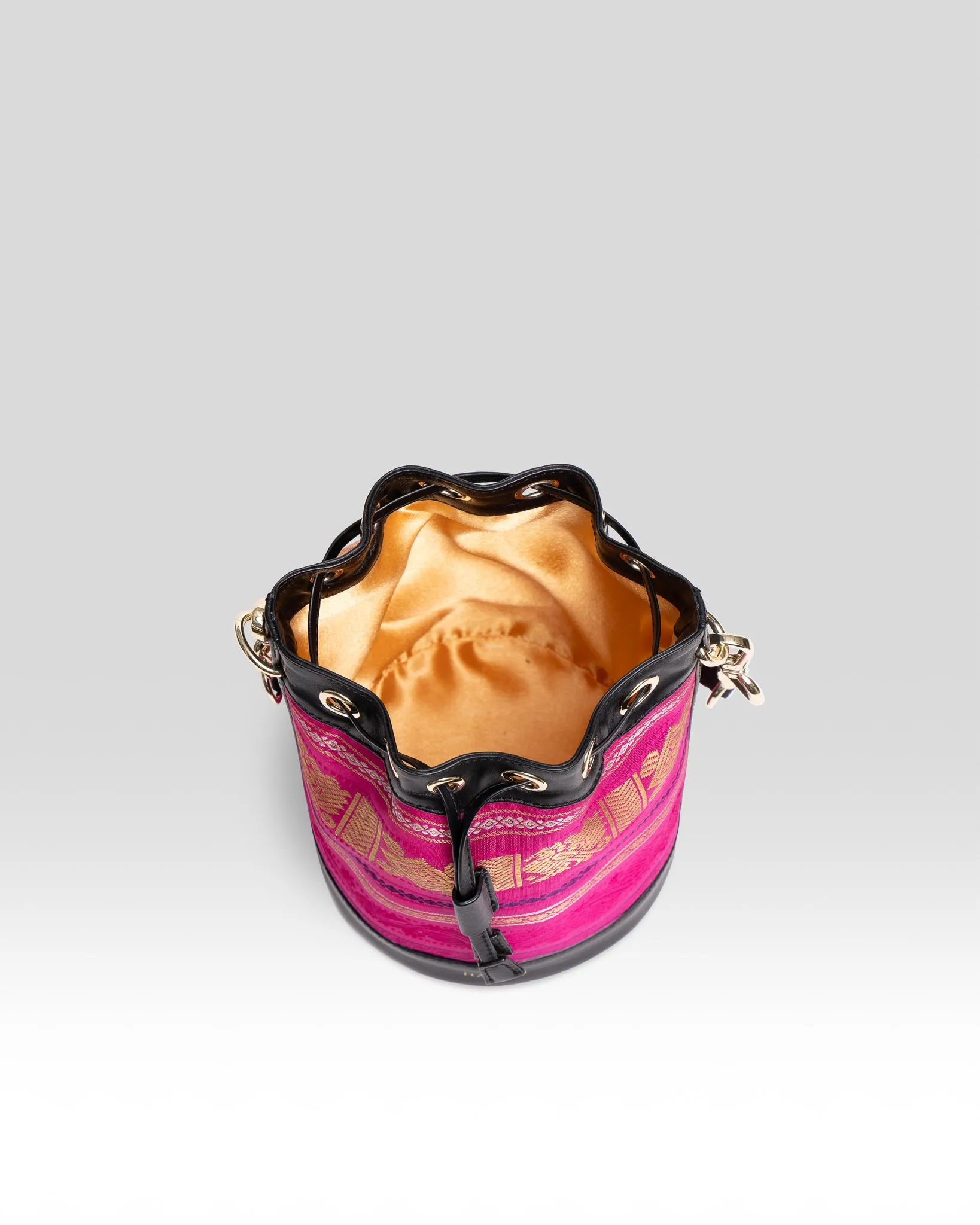 Yanay Kanchi Pure Zari Potli Bag Rani Pink & Black