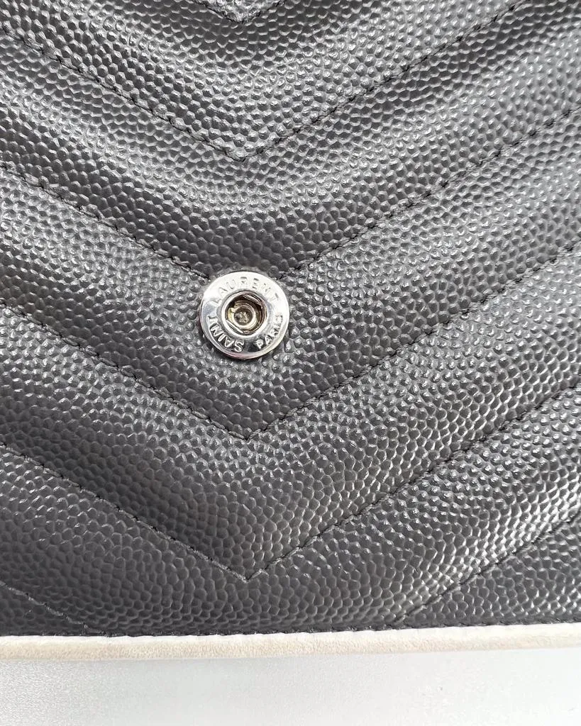 YSL GRAIN DE POUDRE MATELASSE CHEVRON MONOGRAM WALLET ON A CHAIN
