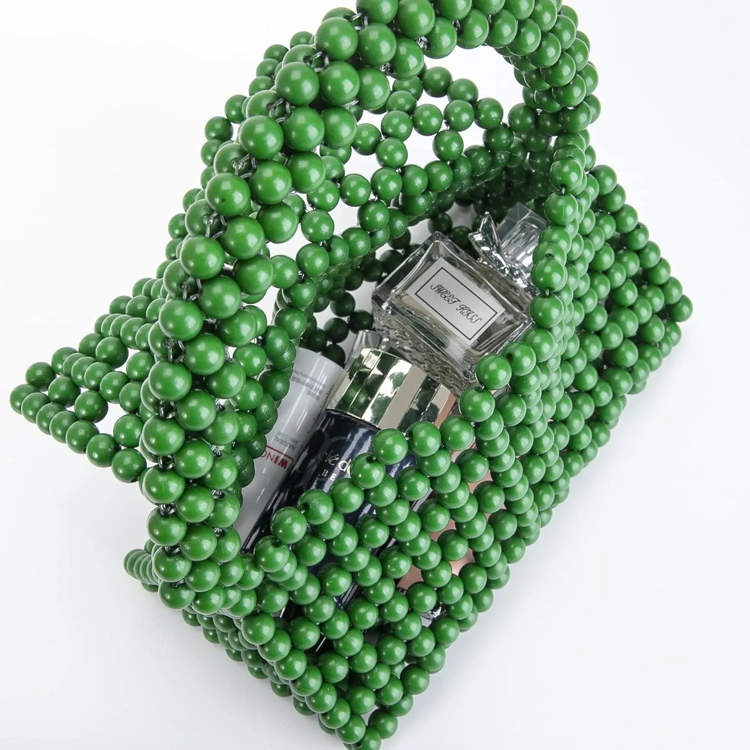 YUSHINY Candy Color Acrylic Beaded Hollow Handbag Evening Clutch Triangle Bags for Wedding Party