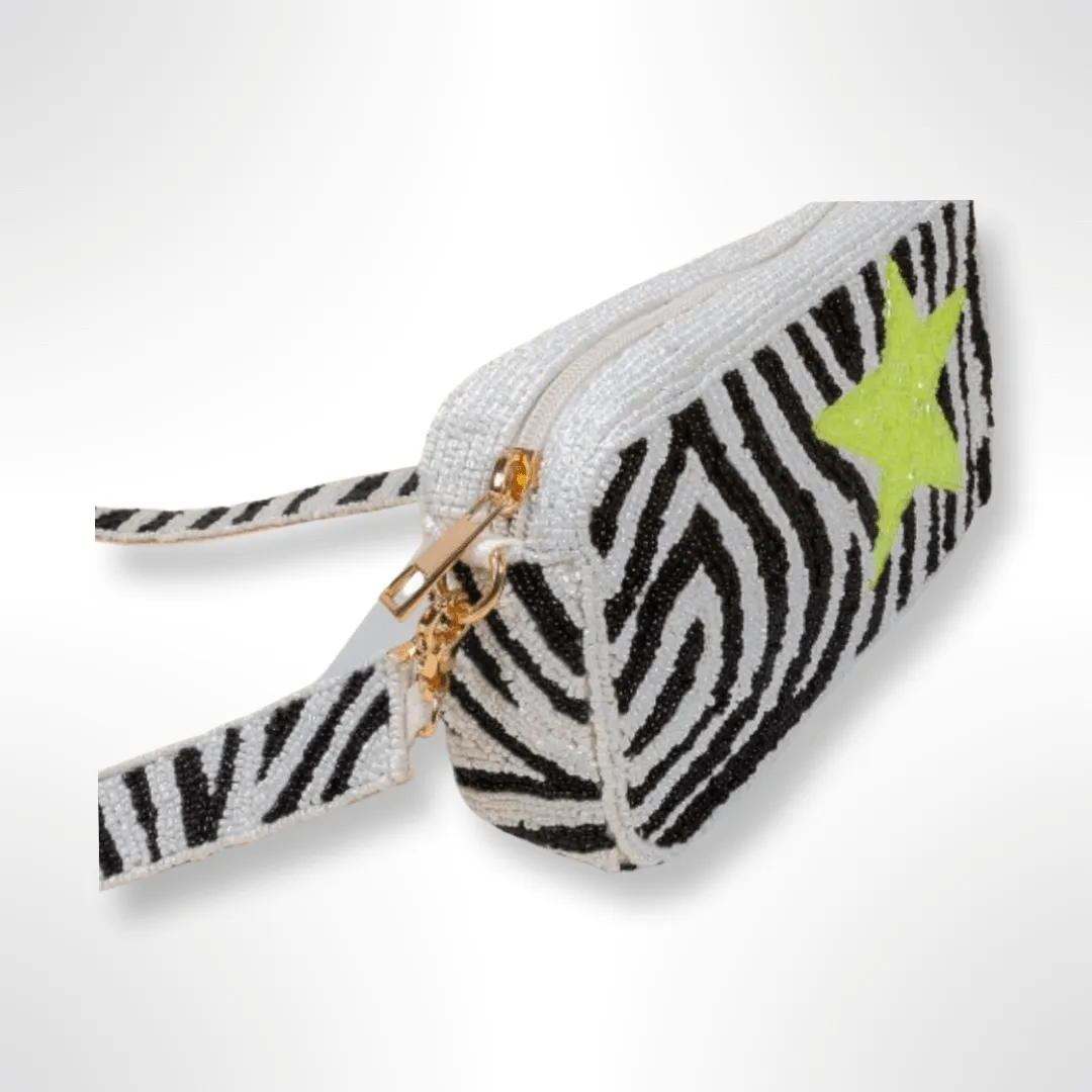 Zebra Double Sided Beaded Handbag