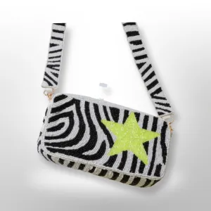 Zebra Double Sided Beaded Handbag