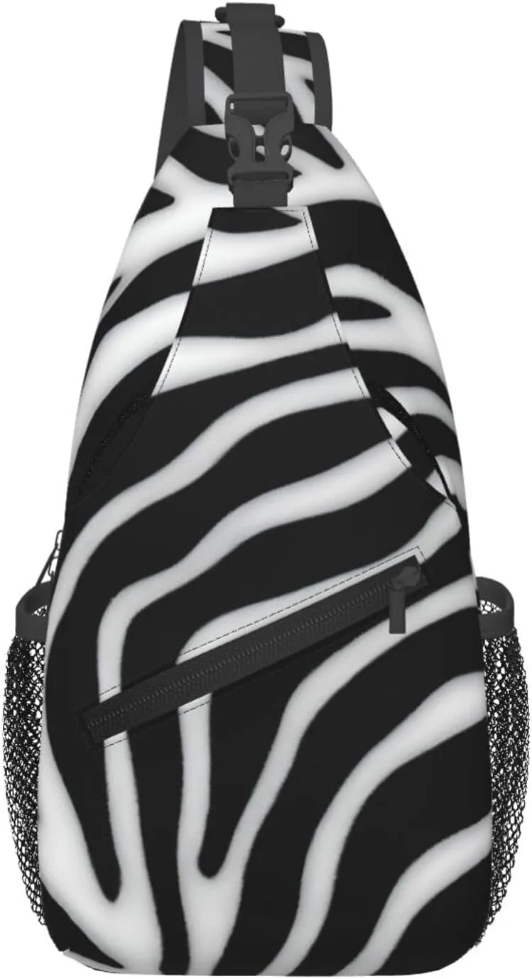 Zebra Print Print Sling Bag Crossbody Travel Hiking Chest Backpack Shoulder Daypack For Women Men