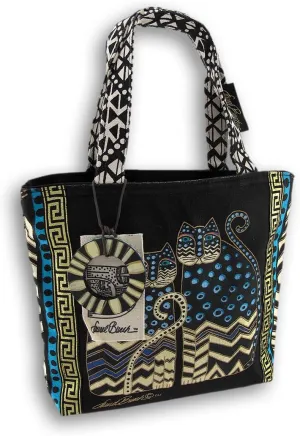 Zeckos 8.5 x 8.25 x 2.75 Inch Medium Tote Bag with Zipper Top in Spotted Cats Print