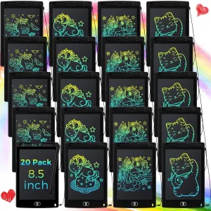 Zhehao 20 Pack LCD Writing Board for Kids, 8.5 Inches Doodle Board Reusable Board Screen Drawing Pad Erasable Painting Pads Educational Toy for 3-8 Years(Black)