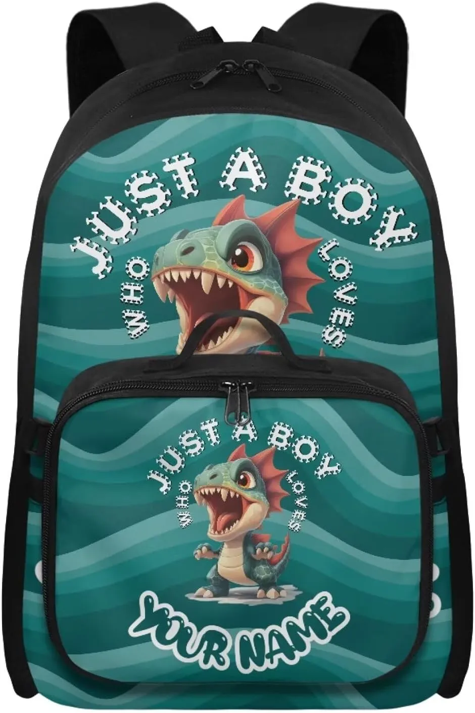 ZOUTAIRONG Kids Backpacks for Boys, Cartoon Dinosaur Just A Boys Print Personalized Large Capacity School Bag and Removable Dining Bag