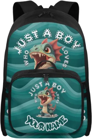 ZOUTAIRONG Kids Backpacks for Boys, Cartoon Dinosaur Just A Boys Print Personalized Large Capacity School Bag and Removable Dining Bag